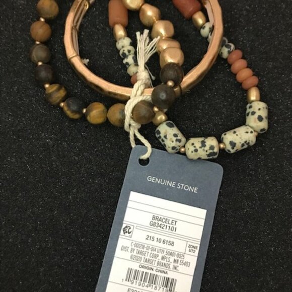 3/$25 NWT Universal Threads Gold Tone Bangle & Beaded Stretch Bracelet Set - Picture 6 of 7